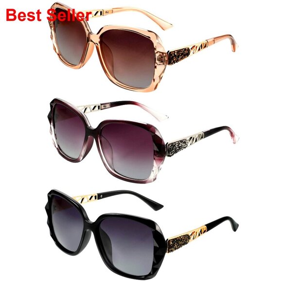 Vintage Rhinestone Oversized Sunglasses Polarized Composite Frame main image 6